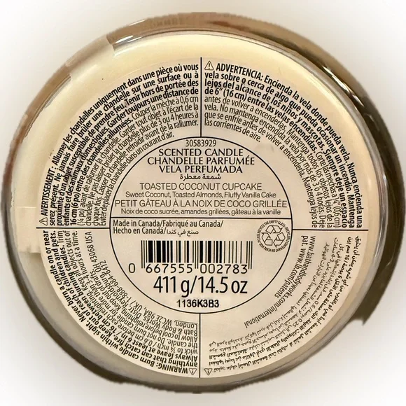🥥BATH AND BODY WORKS🥥Toasted Coconut Cupcake 3-Wick Candle/NWT - Picture 6 of 6